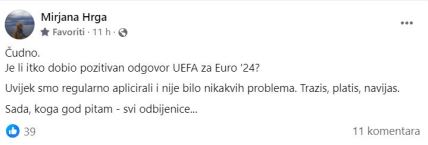 Mirjana Hrga požalila se da ne može nabaviti ulaznice za Europsko prvenstvo