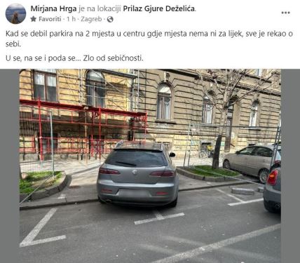 Mirjana Hrga objavila fotografiju automobila koji je netko nepropisno parkirao u centru Zagreba